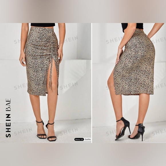 Cheetah Drawstring Ruched Skirt - Picture 5 of 5